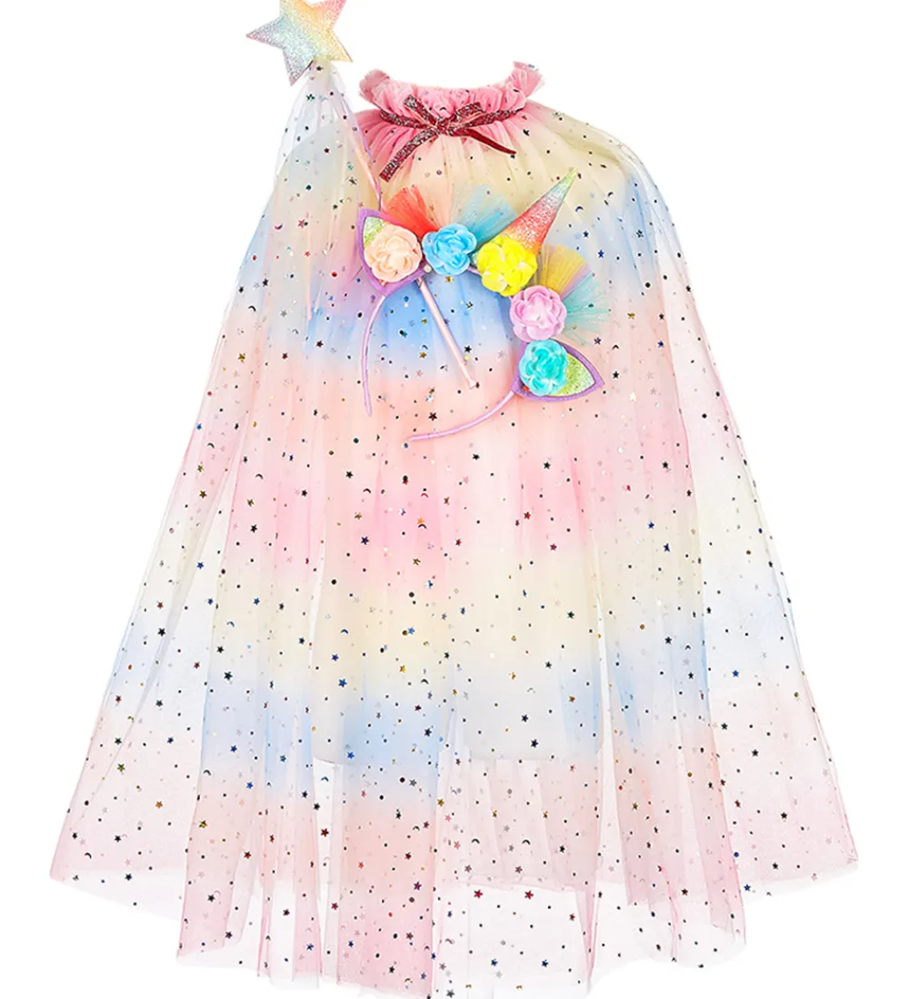 Souza Rolleleg>Udklædning - Kappe m. Tryllestav/Horn - Unicorn - Multifar