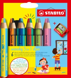 Stabilo Tuscher Og Farver>Farveblyanter - Woody 3-i-1 Duo - 6 Stk. - Multifarvet