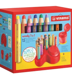 Stabilo Tuscher Og Farver|Kreativ Leg>Farveblyanter - Woody 3-i-1 Deskset - 15 Stk. - Multifa