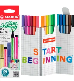Stabilo Tuscher Og Farver|Kreativ Leg>Tuscher - Pen 68 - 18 stk. - Multifarvet