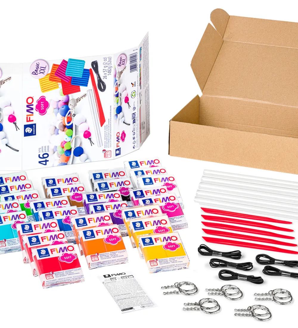 Staedtler Modellervoks>FIMO Modellervoks m. Værktøj - Soft - 46 Dele - 26x57g