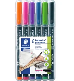 Staedtler Tuscher Og Farver>Tuscher - 6 stk. - Lumocolor Perm - 0,6 mm