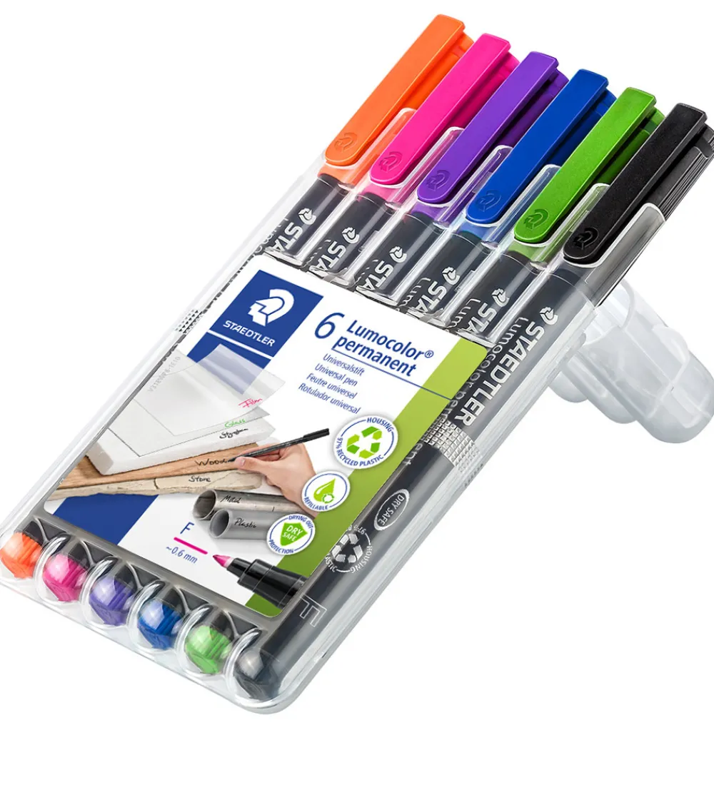 Staedtler Tuscher Og Farver>Tuscher - 6 stk. - Lumocolor Perm - 0,6 mm