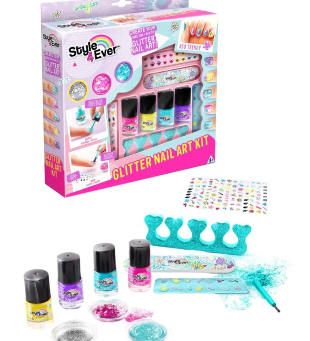 Style 4 Ever Kreasæt>Glitter Neglekunst Kit
