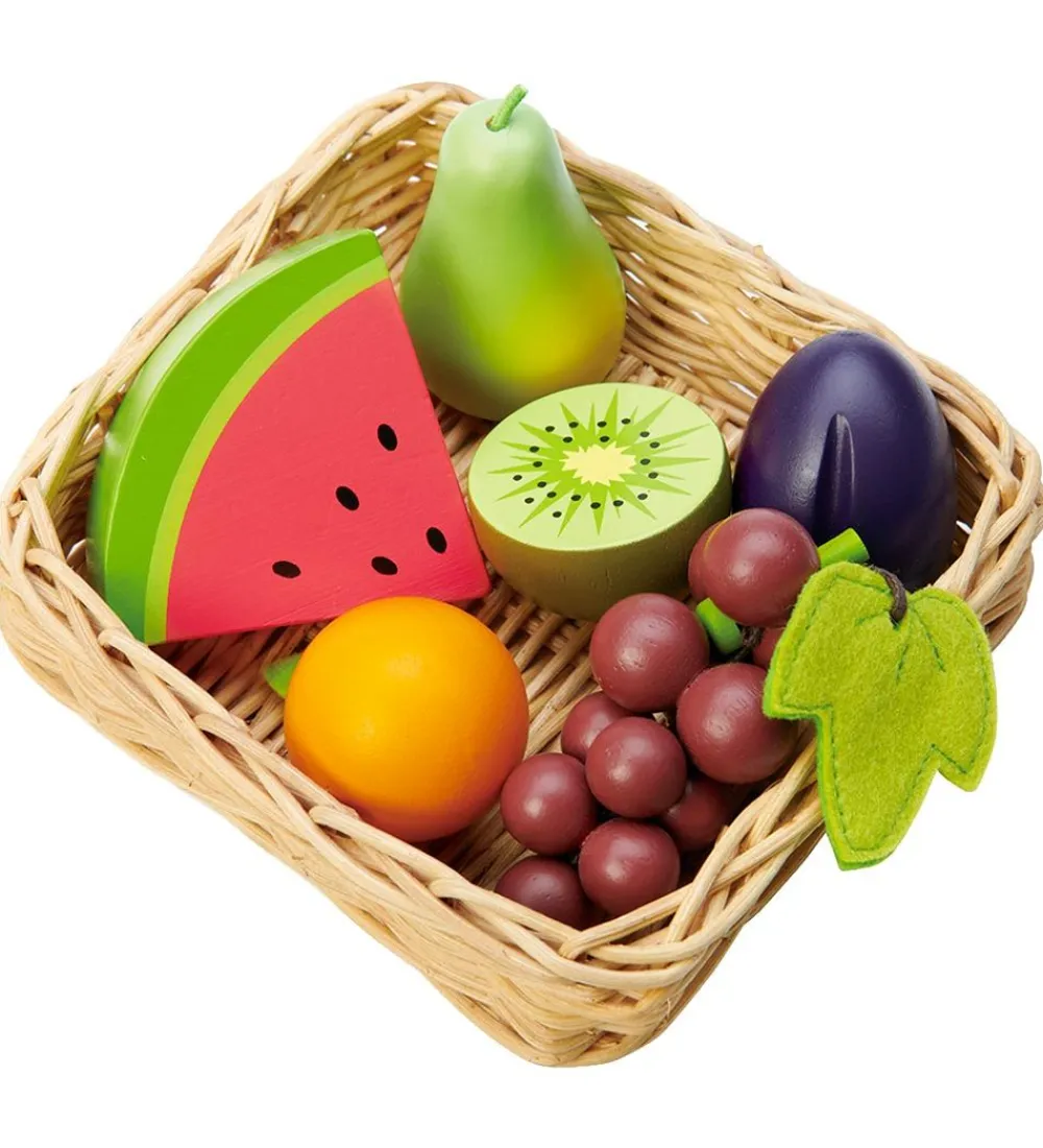 Tender Leaf Trælegetøj|Legemad>Trælegetøj - Kurv med Frugt