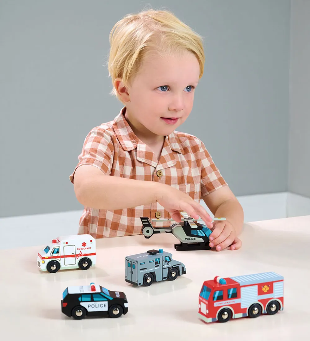 Tender Leaf Trælegetøj>Trælegetøj - Udrykningskøretøjer - 5 Dele