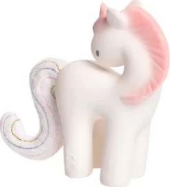 Tikiri Bideringe>Bidelegetøj - Naturgummi - Candyfloss Enhjørning - Hvid
