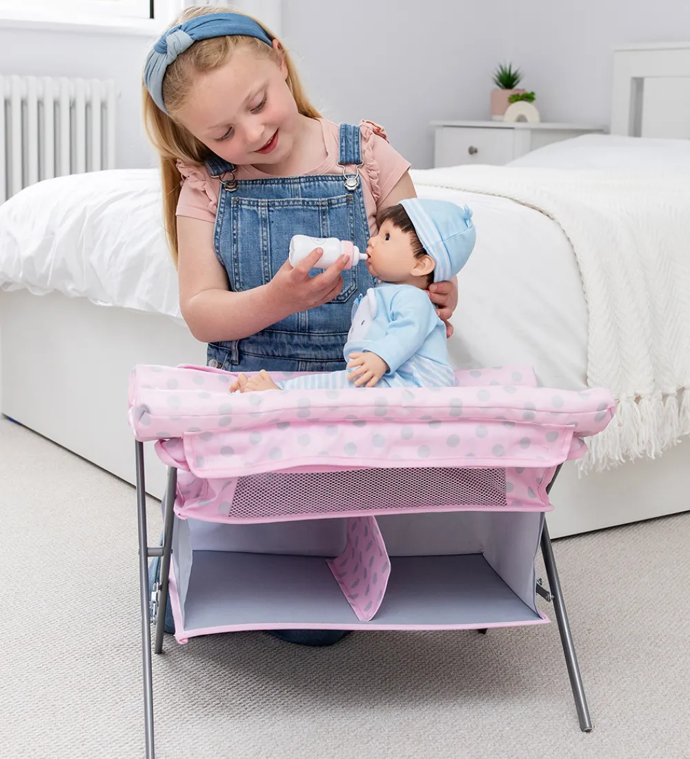 Tiny Treasures Dukker Og Tilbehør>Puslebord Til Dukke - Folding Changing Table Cot