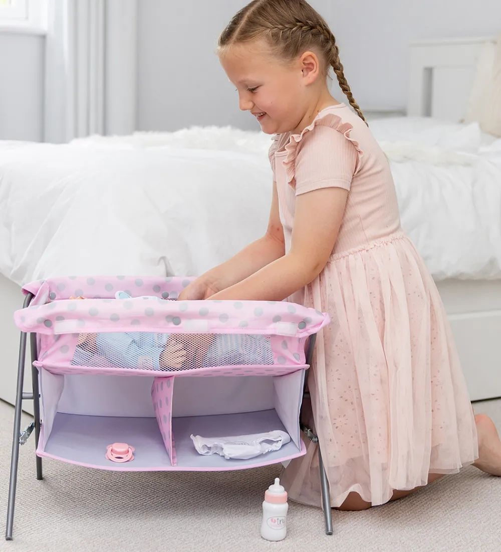 Tiny Treasures Dukker Og Tilbehør>Puslebord Til Dukke - Folding Changing Table Cot