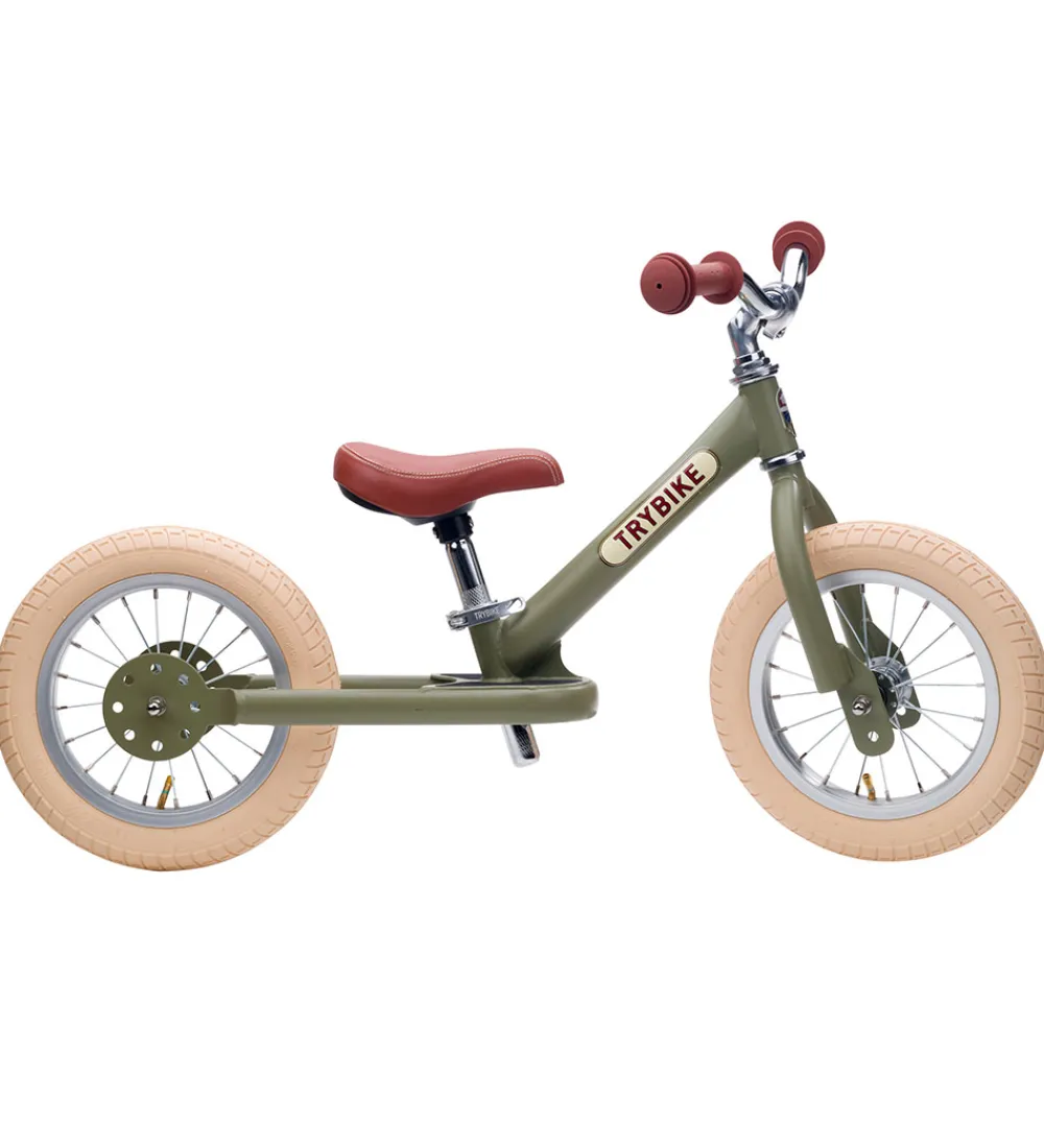 TryBike Løbecykler>Løbecykel - Steel - Vintage Edition - Støvet Grøn