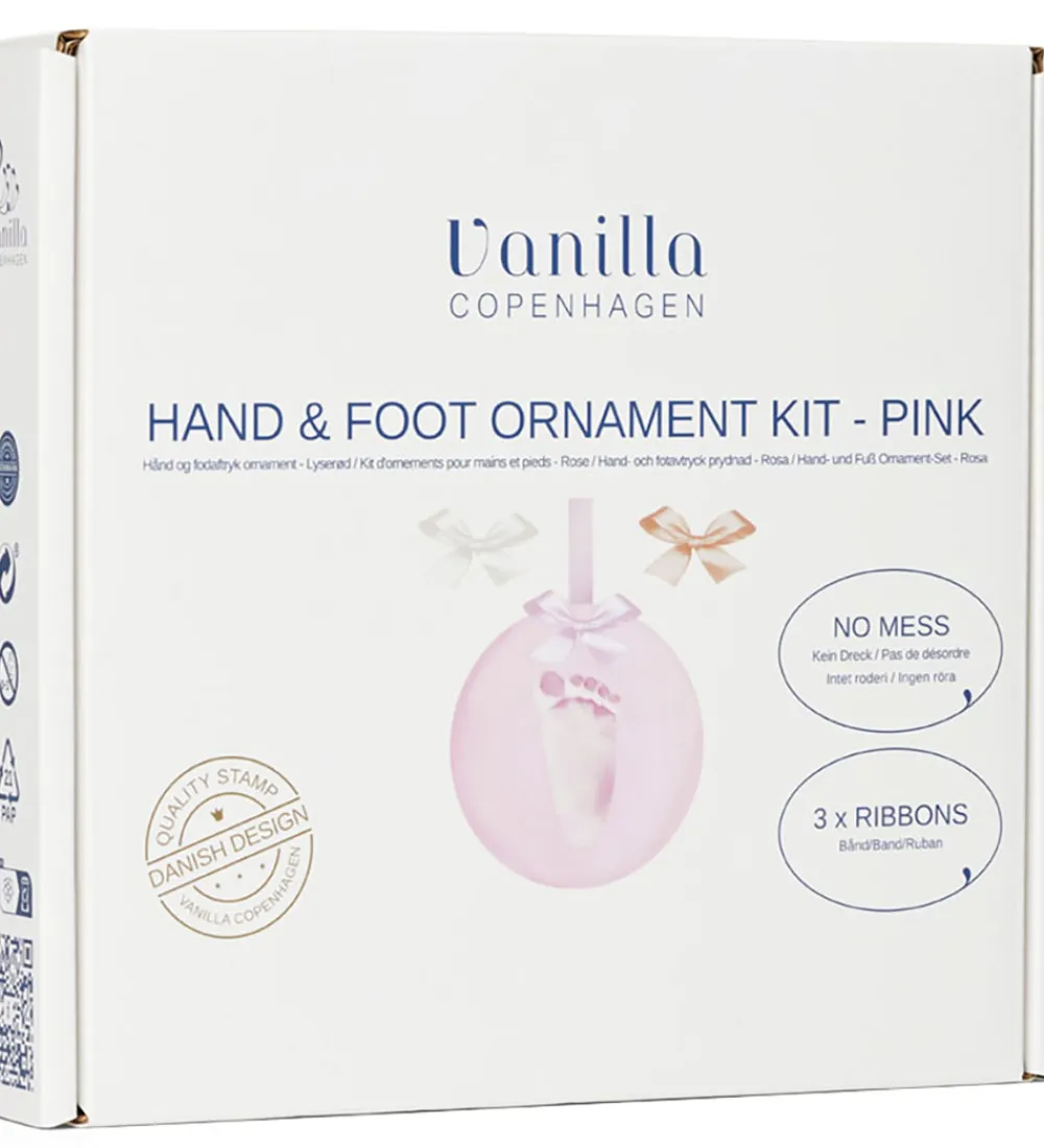 Vanilla Copenhagen Kreativ Leg|Kreasæt>Hånd- og Fodaftryk sæt m. Bånd - Rosa