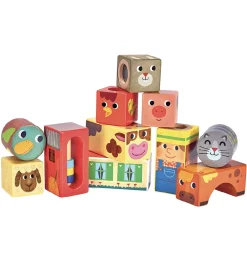 Vilac Stablelegetøj>Klodser m. Lyd - Træ - 11 Dele - Bondegårdsdyr