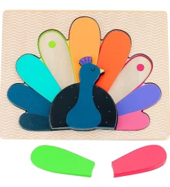 Vilac Puslespil|Trælegetøj>Puslespil - Træ - 8 Brikker - Påfugl