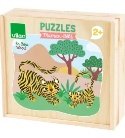 Vilac Puslespil|Trælegetøj>Puslespil - Træ - 12x2 Brikker - Mor Og Baby